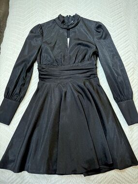 NWT❗️ Black Long-Sleeve High Neck Fit-and-Flare Dress